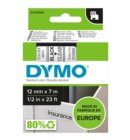 Labeltape Dymo LabelManager D1 polyester 12mm zwart op transparant