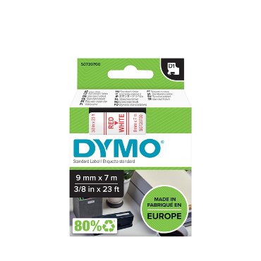 Labeltape Dymo D1 40915 720700 9mmx7m polyester rood op wit