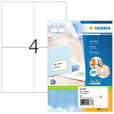 Etiket HERMA 4676 105x148mm A6 premium wit 400stuks