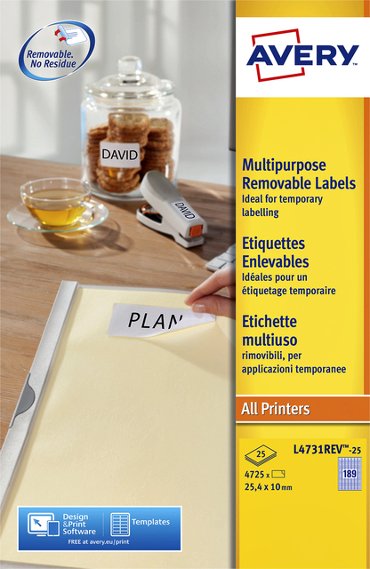 Etiket Avery L4743REV-25 99.1x42.3mm wit 300 etiketten