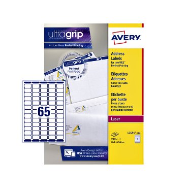 Etiket Avery L7651-100 38.1x21.2mm wit 6500 etiketten