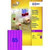 Etiket Avery L7651PF-100 38.1x21.2mm neon roze 6500 etiketten