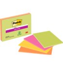 Memoblok Post-it 6845 Super Sticky 203x152mm assorti 4 stuks