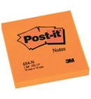 Memoblok Post-it 654 76x76mm oranje 100 vel