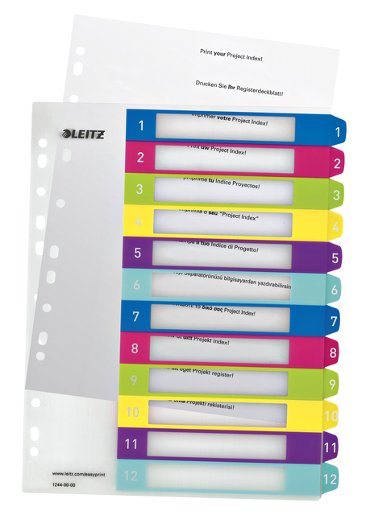 Tabbladen Leitz WOW 11-gaats 1-12 PP assorti