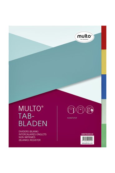 Tabbladen Multo A4 23-gaats 5-delig PP assorti