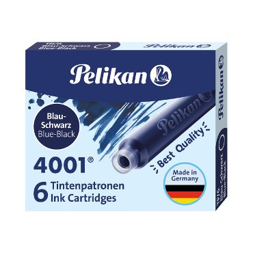 Inktpatroon Pelikan 4001 blauw/zwart 6 stuks