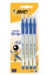 Balpen Bic Cristal grip blauw medium blister à 4st
