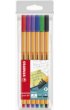 Fineliner STABILO point 88/6 fijn assorti etui à 6 stuks