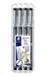 Fineliner Staedtler Pigment 308 zwart set 4 stuks