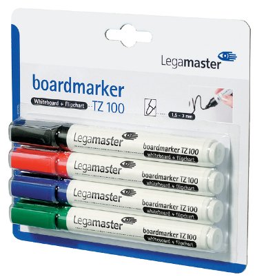 Whiteboardmarker Legamaster TZ 100 rond 1.5-3mm assorti blister à 4 stuks
