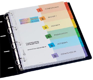 Tabbladen Avery Readyindex 9-gaats 6-delig 1-6 extra breed assorti