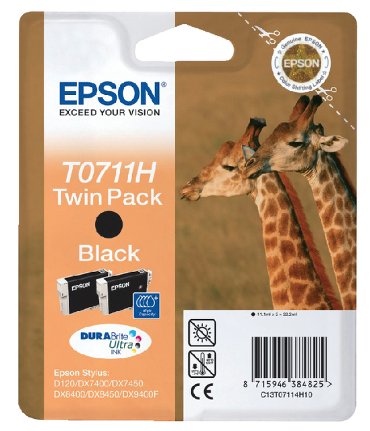 Inktcartridge Epson T0711 zwart 2x HC