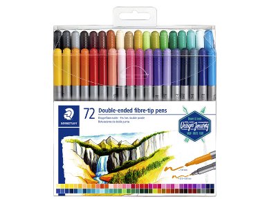 Kleurstift Staedtler 3200 dubbele punt fijn en ultrafijn etui à 72 kleuren