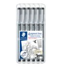 Fineliner Staedtler Pigment 308 zwart set 4+2 gratis