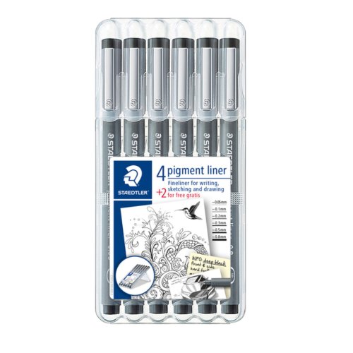 Fineliner Staedtler Pigment 308 Zwart Set 4 2 staedtler kopen in de aanbieding