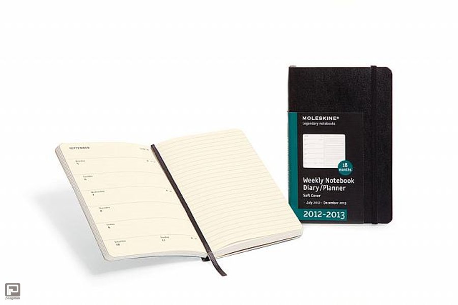 Moleskine academische 18 maanden weekagenda 2012 - XL softcover zwart van Moleskine |