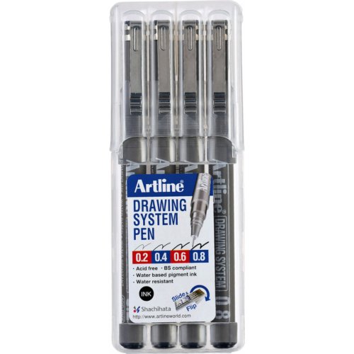 Fineliner Artline Set Met 0 2 0 4 0 6 0 8Mm Zwart artline kopen in de aanbieding