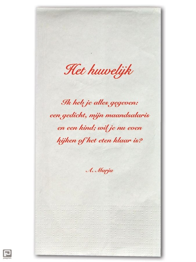 Beste Plint servetten met gedicht Het huwelijk , A. Marja UQ-59