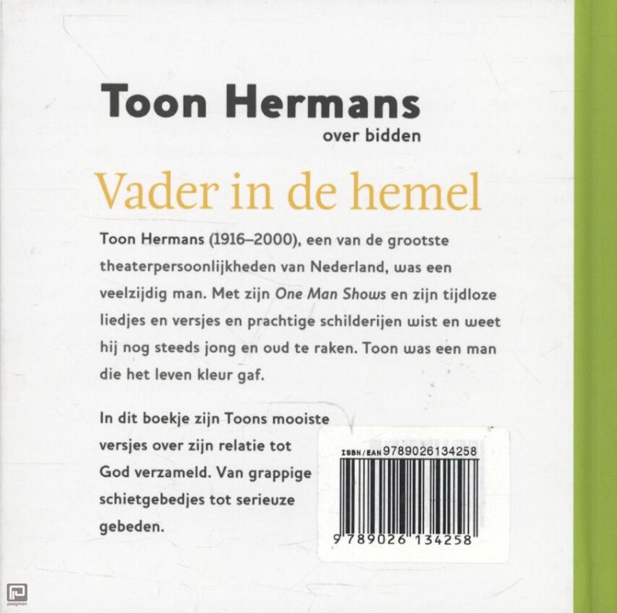 Wonderlijk Vader in de hemel , Toon Hermans | ISBN: 9789026134258 NF-67