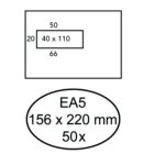 Envelop Hermes EA5 156x220mm venster 4x11links zelfklevend 50 stuks