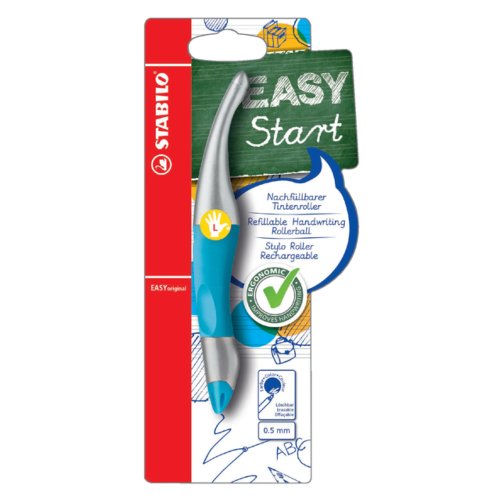 Rollerpen Stabilo Easy Original Links Neon Blauw Blister stabilo kopen in de aanbieding