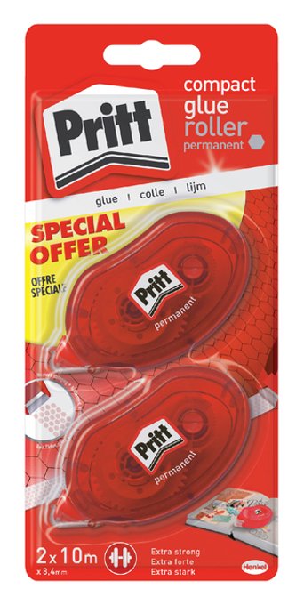 Lijmroller Pritt Compact permanent 2e halve prijs op blister
