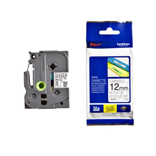 Labeltape Brother P Touch Tze M31 12Mm Zwart Op Mat Transparant brother kopen in de aanbieding Labeltape Brother P Touch Tze M31 12Mm Zwart Op Mat Transparant brother kopen in de aanbieding
