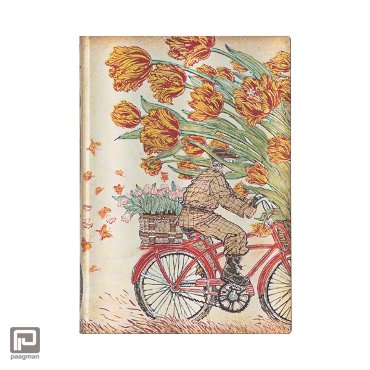 Paperblanks flexis cahier, formaat 13 x 18 cm., uitvoering Holland Spring Midi, gelinieerd