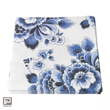 Heinen Delfts Blauw - servetten bloemen