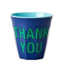 Rice melamine beker medium ‘Thank You’ donkerblauw
