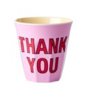 Rice melamine beker medium ‘Thank You’ roze