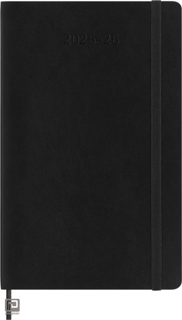 Moleskine 18 maanden agenda 2025-2026, 1 week per pagina met notitieblad, A5, softcover, zwart