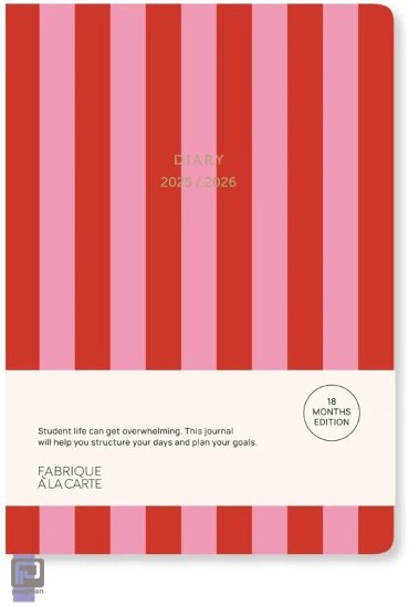 A-Journal Fabrique schoolagenda 2025-2026, 18 maanden, strepen roze