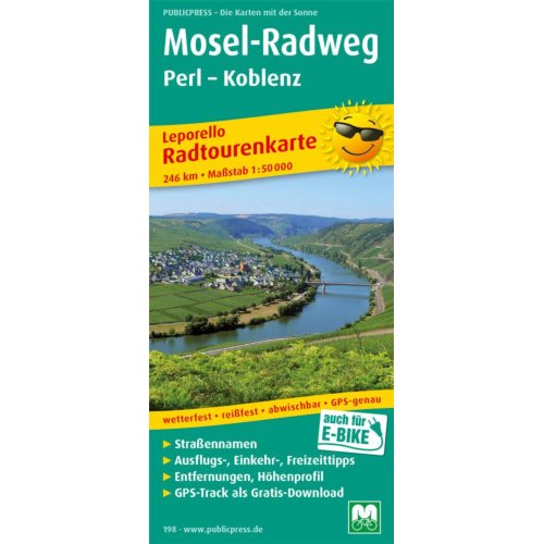 Van Ditmar Boekenimport B.V. Mosel-Radweg Perl - Koblenz 1 : 50 000 - Leporello Radwanderkarten