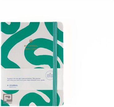 A-Journal schoolagenda 2025-2026, 18 maanden, flow emerald groen